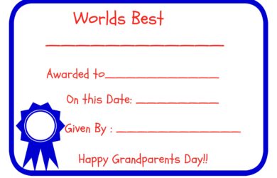Grand Parents Day - FREE Printable! Worlds Best Award