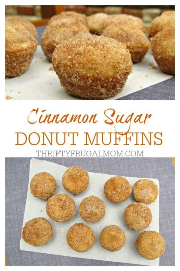 Cinnamon Sugar Donut Muffins- thriftyfrugalmom.com