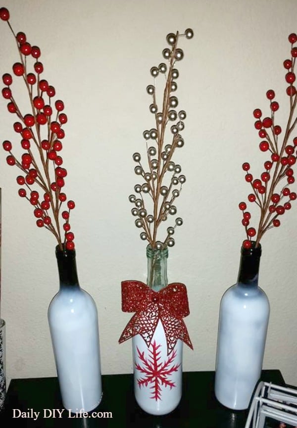 DIY Holiday Crafting with Wine Bottles! The perfect holiday craft for any home decor. | DailyDIYLife.com