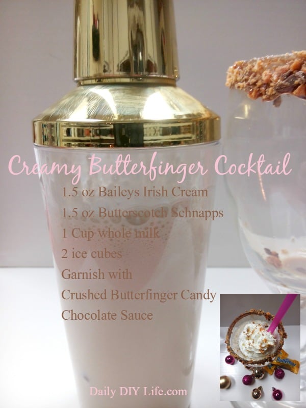 Creamy Butterfinger Cocktail recipe. Perfect when you are wanting an adult sweet treat! | DailyDIYLife.com