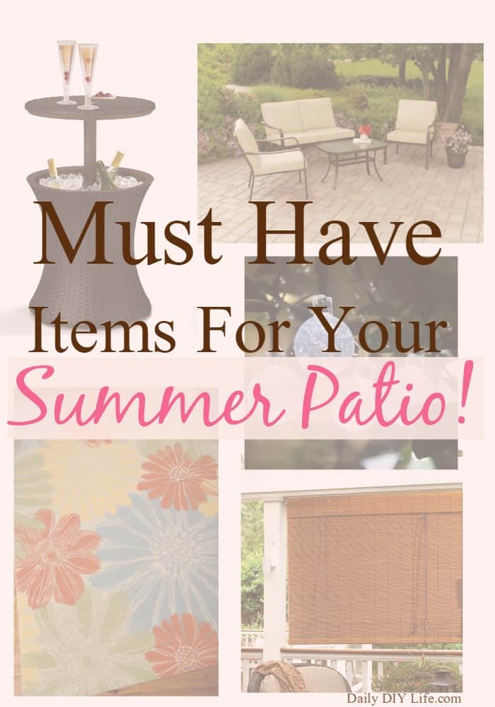 Must have items for your Summer Patio. Great outdoor lighting, seating and patio sets and beautiful outdoor decor ideas perfect for Summer!