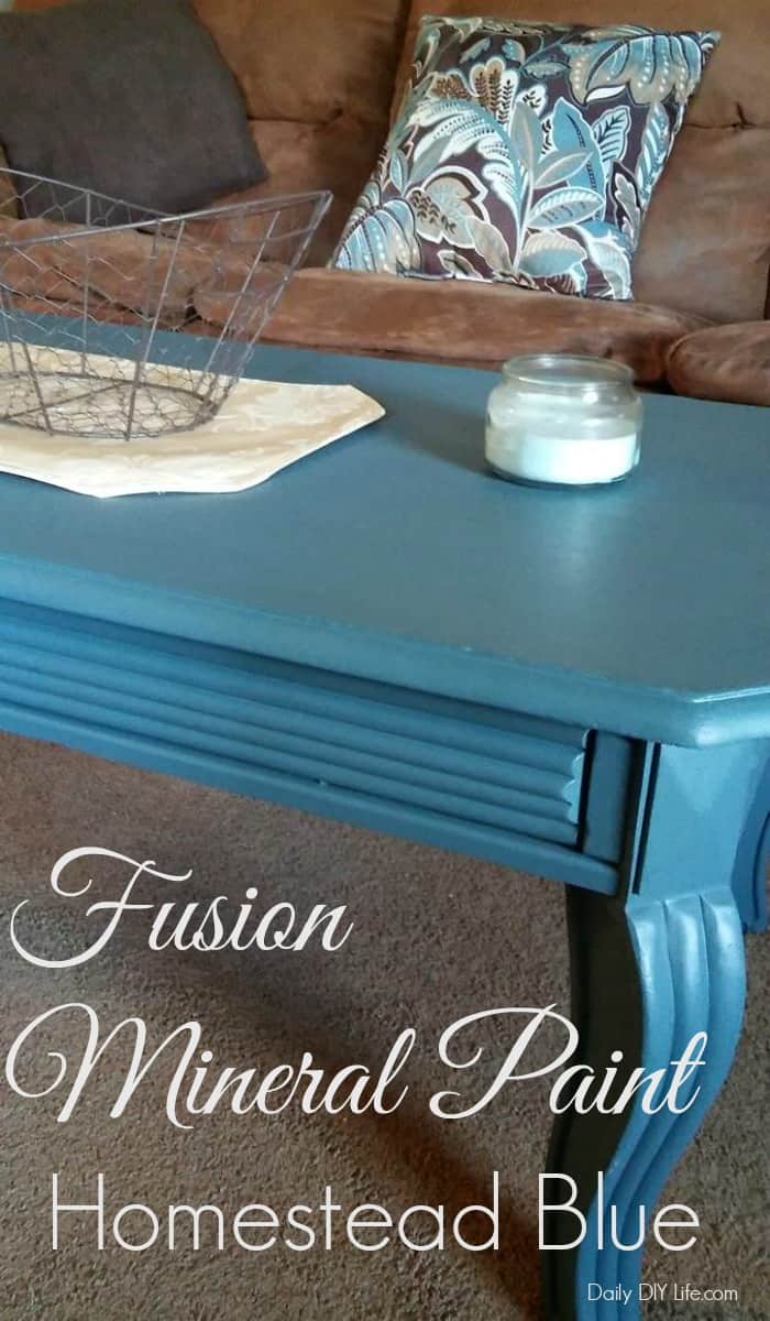 Our coffee table needed a major makeover! Fusion Mineral Paint Homestead Blue did it beautifully. Come see how. #FusionMineralPaint #InspiredHomeBloggers 