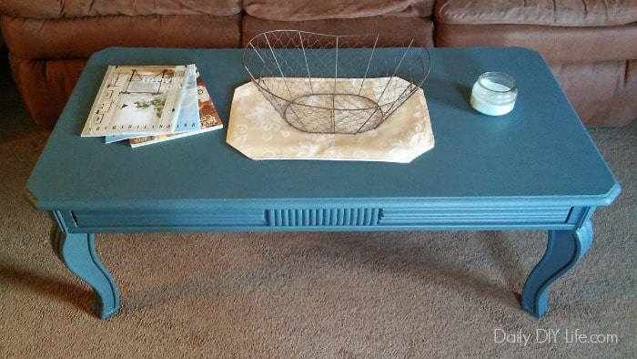Our coffee table needed a major makeover! Fusion Mineral Paint Homestead Blue did it beautifully. Come see how. #FusionMineralPaint #InspiredHomeBloggers 