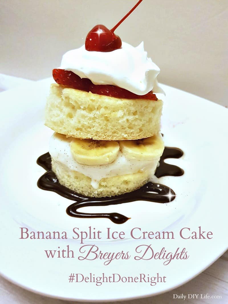 Try Breyers Delights in your favorite desserts. Like our Mouthwatering Better-For-You Banana Split Ice Cream Cake. #ad #Delightsdoneright #gianteagle