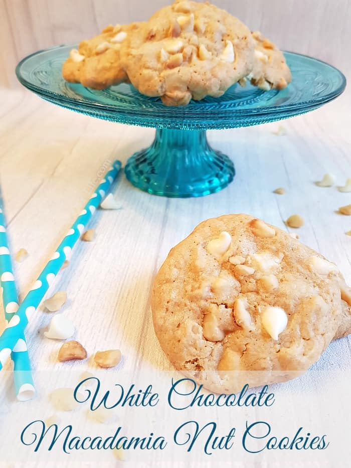 Crispy White Chocolate Macadamia Nut Cookies will satisfy any sweet tooth. Crispy edges, sweet white chocolate, and crunchy macadamia nuts. The perfect combination all together in one delicious cookie. #Cookies #CookieRecipe #BakedGoods #CookieCravings