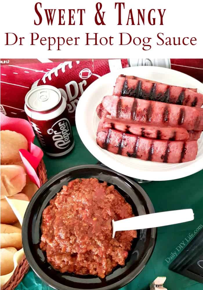 This Dr Pepper Hot Dog Sauce is sure to make every sports fan cheer! It's a little bit sweet and a little bit tangy, the perfect combination for your game day party! When it comes to a great game day party, preparation is key for a stress-free fun-filled event that is sure to score a touchdown.