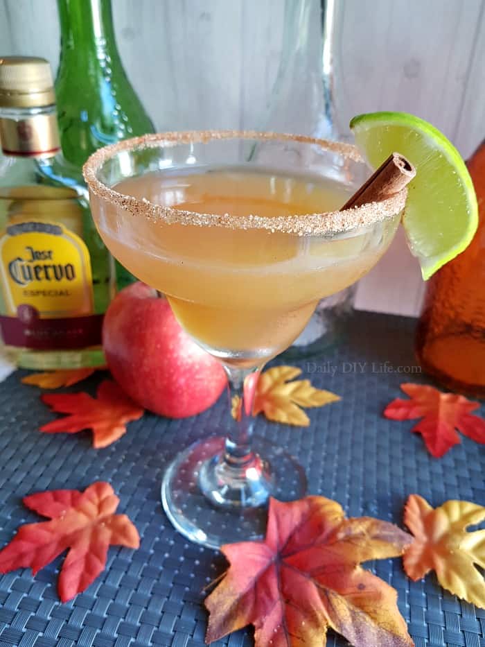 This Apple Cider Margarita is the perfect fall twist on a classic cocktail. Crisp and refreshing fresh apple cider, paired with the unique flavor of tequila is a match made in heaven. #Cocktails #Tequila #FallCocktails #Margarita #AdultBeverages #AppleCider