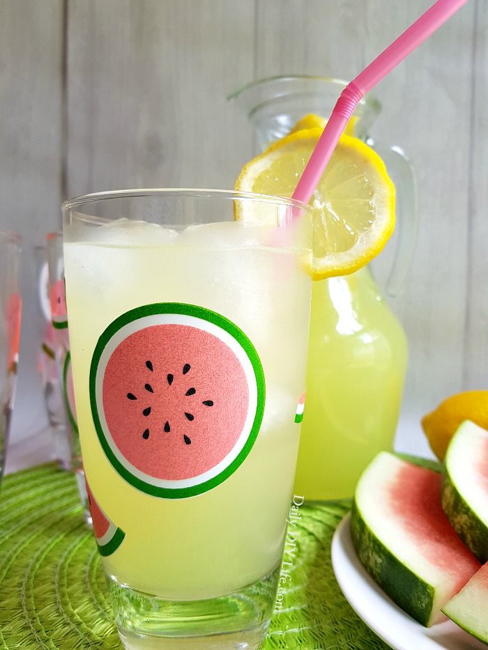 Add A Splash Of Fun To Your Summertime Table With These Colorful Watermelon Glasses. Using transparent vinyl from StyleTech Craft and your Cricut cutting machine, you can have this adorable DIY summer glassware set finished in no time. I am so in love with these watermelon drinking glasses, I may have to use them all year long.  #Sponsored #StyleTechCraft #StyleTech #CricutMade #Cricut #SummerCrafts #VinylCrafts #WatermelonCrafts