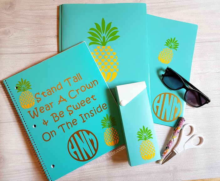Making cute personalized school supplies can be as easy as 123! All you need is adhesive vinyl and your Cricut cutting machine and you are all set. Rock any look or theme you want, or simply personalize them with a monogram or your initials. #Sponsored #Styletechcraft #Styletech #glossyvinyl #Cricutmade #Cricut #PersonalizedStationary #VinylCrafts