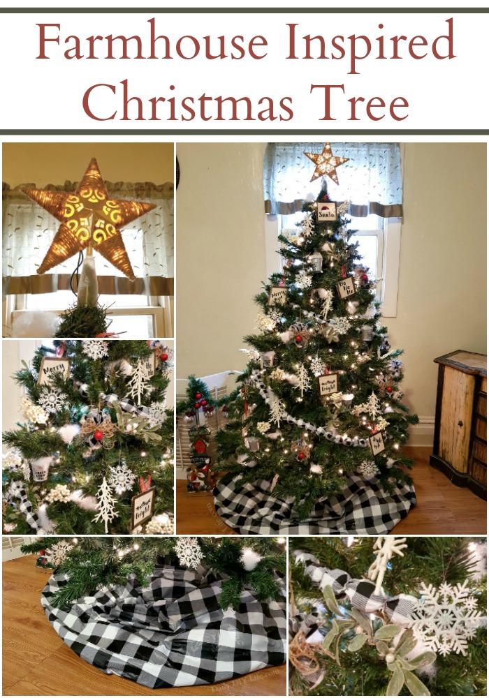 Our Farmhouse Inspired Christmas Tree is the focal point of our home this year. Simple, handmade Christmas decorations and a few inexpensive additions bring life and beauty to our family Christmas tree. In this post, you can find all of the tutorials on how to make the farmhouse style ornaments as well as links to where you can purchase the additional elements. Our beautiful Christmas tree is also a part of the third annual Christmas Tree Blog Hop! Follow this post to the end to see XX different and gorgeous Christmas tree ideas from some very talented bloggers. #FarmhouseChristmas #ChristmasTreeBlogHop #BuffaloCheckChristmas #FarmhouseDIYChristmas #ChristmasDIY #CricutMade #CricutChristmas #Christmas FarmhouseDecorating