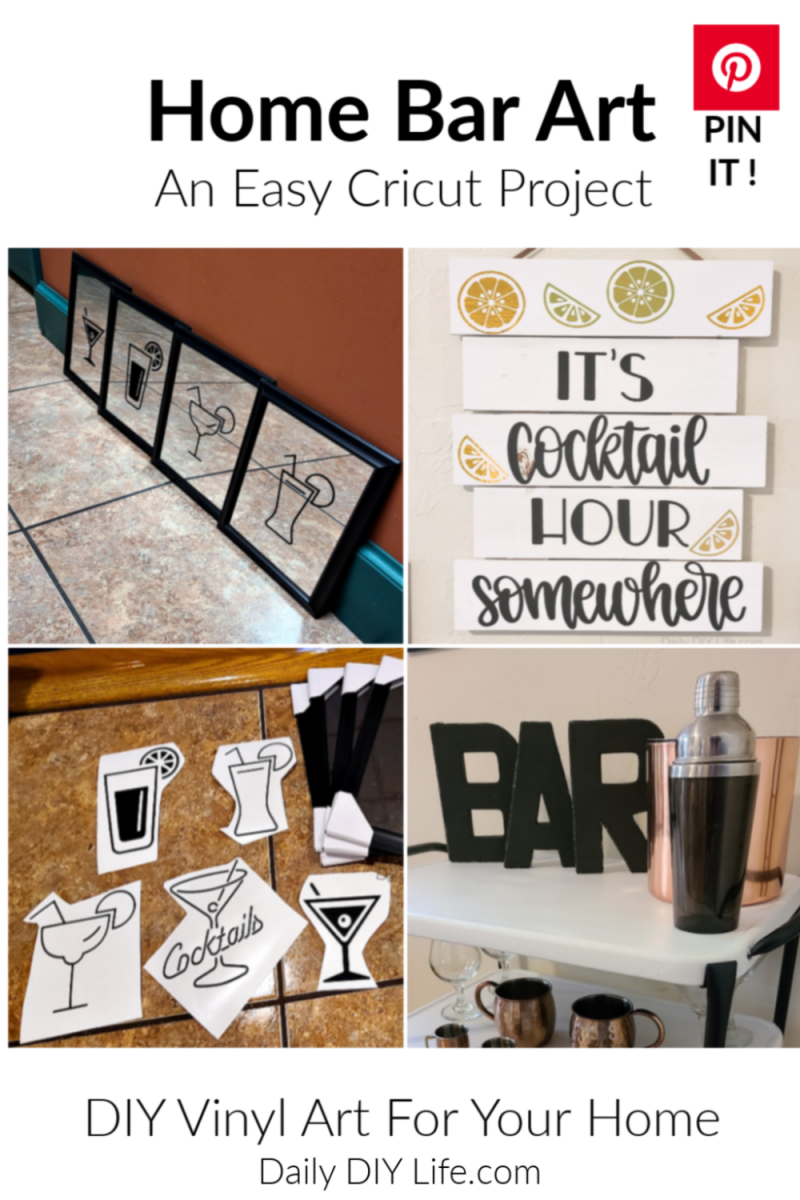 Create your own unique bar art using cocktails and signs made with your Cricut cutting machine and StyleTech Craft Vinyl. Personalizing your summer bar cart is a quick and easy DIY Cricut project that will add style and pizzaz to any indoor or outdoor space. Your only limit is your own imagination. #Sponsored #StyleTechCraft #StyleTechCraftVinyl #GlossyVinyl #CricutMade #CricutDIY #SummerBarCart #BartCartArt #BarArt #CocktailArt #DIYCocktailDecor #SummerDecorating #HomeBarDecor