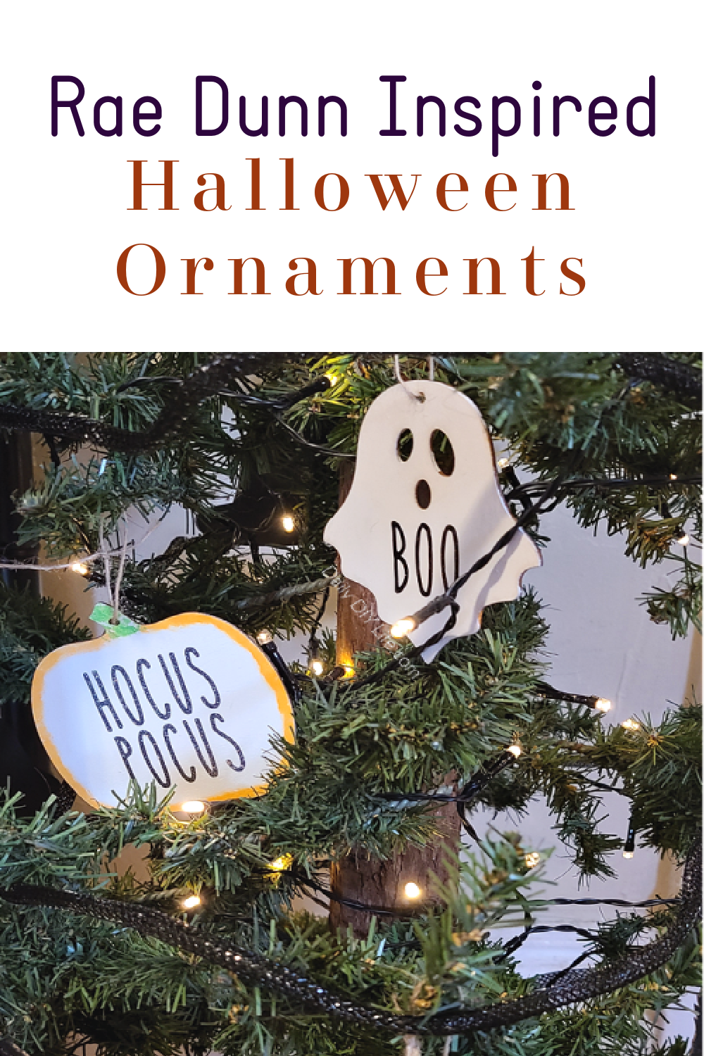 Adorable Rae Dunn inspired Halloween decorations are a fun way to add a little sparkle and class to your holiday decor. Using StyleTech Craft Ultra Metallic Glitter Vinyl adds some bling and pizzaz to everything. DIY Halloween ornaments get a fun makeover with some paint and a little bling. They are super easy to make, you will want to make them all. #Sponsored #StyleTechCraft #StyleTechVinyl #UltraMetalicVinyl #CricutMade #Cricut #HalloweenDIY #CricutHalloween #RaeDunnHalloween #HalloweenTreeDecor #DIYHalloweenOrnaments