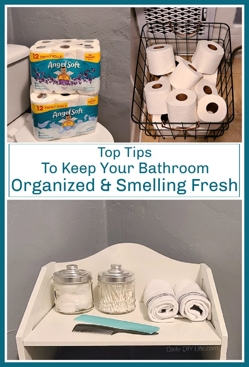 If you are looking for tips to keep your bathroom organized and smelling fresh all day long, you have come to the right place. With a house full of teenage/young adult boys, I know exactly where you are coming from. Our top Helpful Tips To Keep Your Bathroom Organized and Smelling Fresh can help. Smart, creative ways to tackle clutter and bathroom odor will make everyday bathroom struggles a thing of the past. #Sponsored #AngelSoftScentedTube #BathroomOrganizing #BathroomClutter #OrganizedLiving #Lavender #FreshLinen