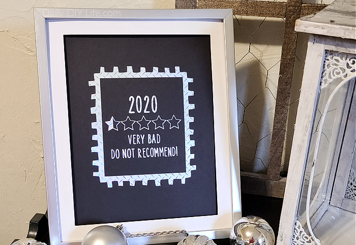 A silly 2020 joke gift that can also be used for your home decor. Something fun to show just how badly we can all rate the year 2020. Made using a simple picture frame and StyleTech Craft holographic diamond deck plate vinyl to give it some style. You can display this 2020 joke gift at home, at the office, or just about anywhere you want your rating to be known.  #Sponsored #StyleTechCraft #StyleTechVinyl #CricutMade #Cricut #2020JokeGift #2020Craft #2020Cricut