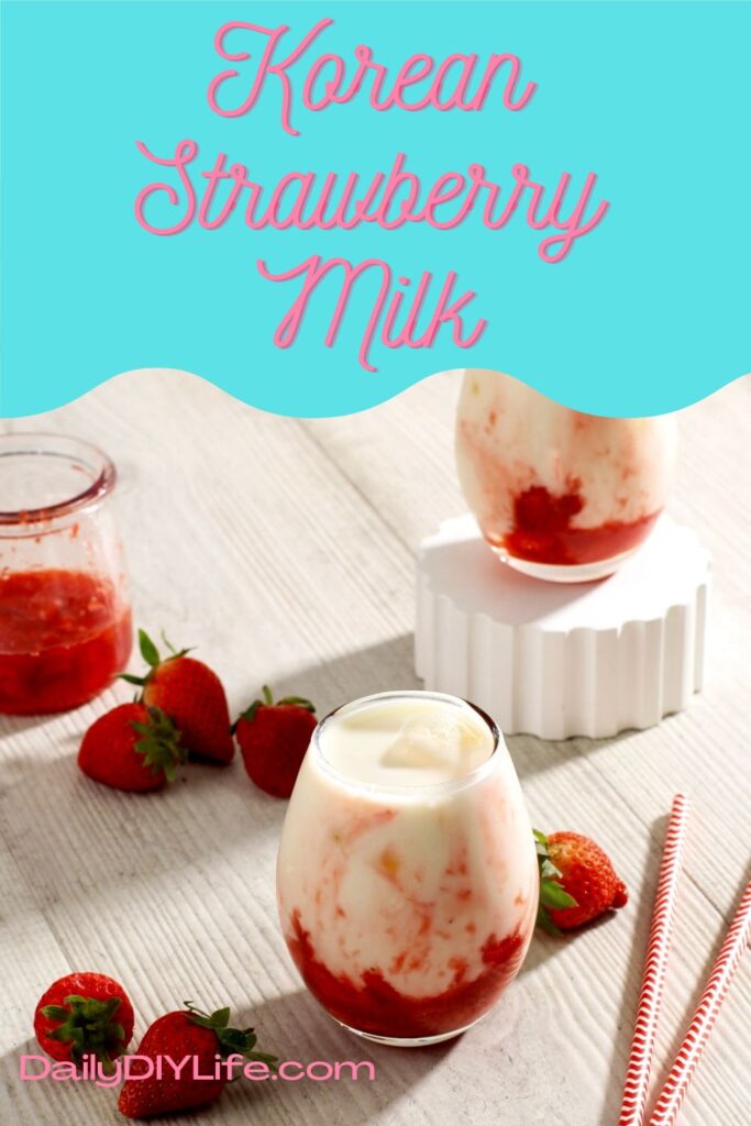 korean strawberry milk - pinterest image