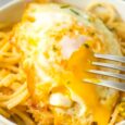 pasta with egg on top - last minute dinner ideas