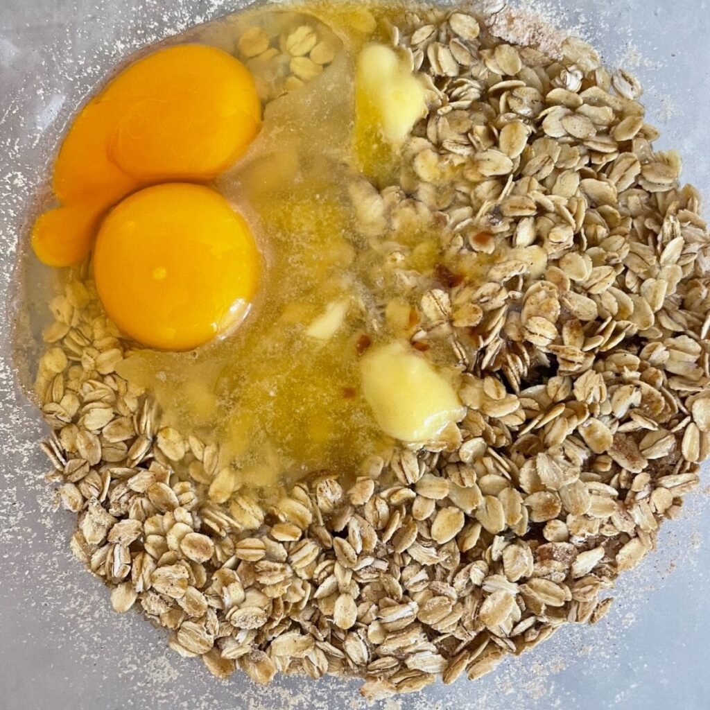 eggs and dry ingredients - oatmeal raisin cookies gluten free