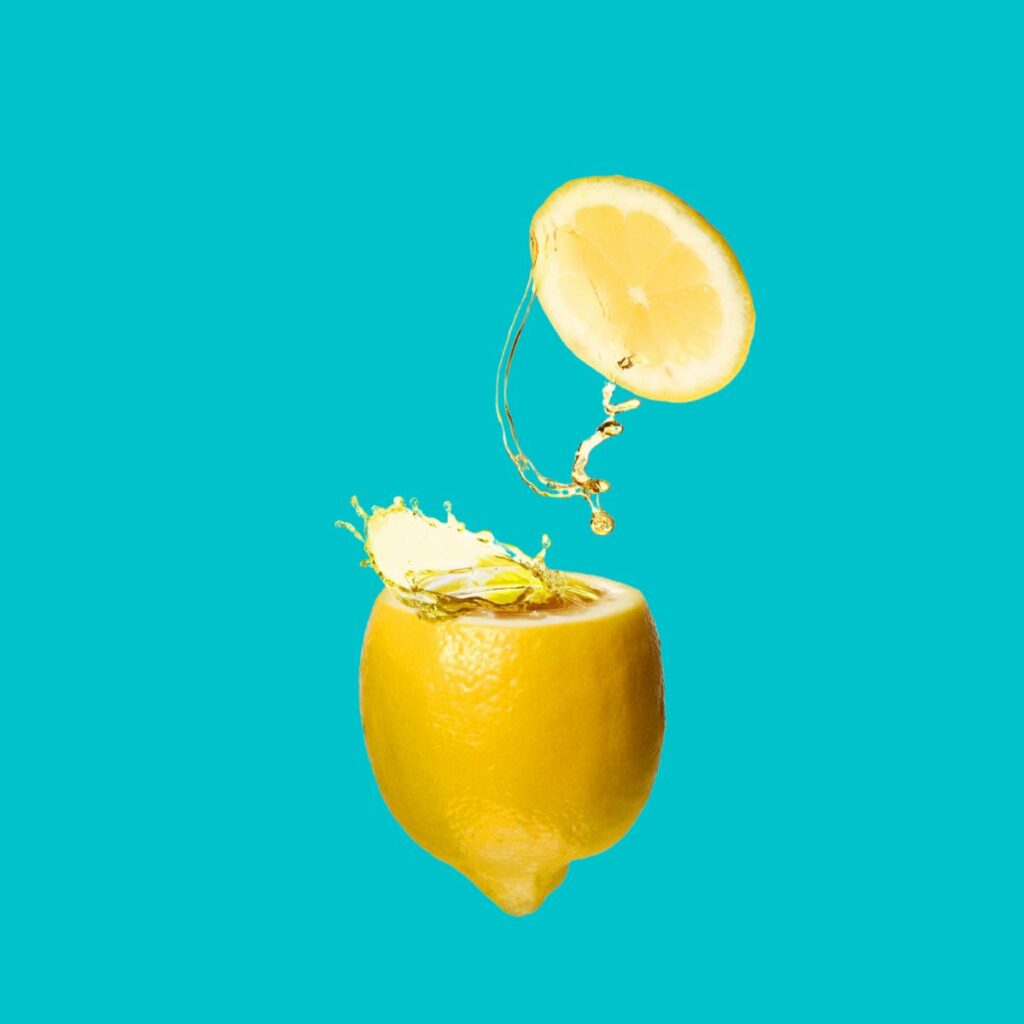 juice springing from a lemon
