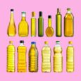 vegetable oil substitutes on light pink background