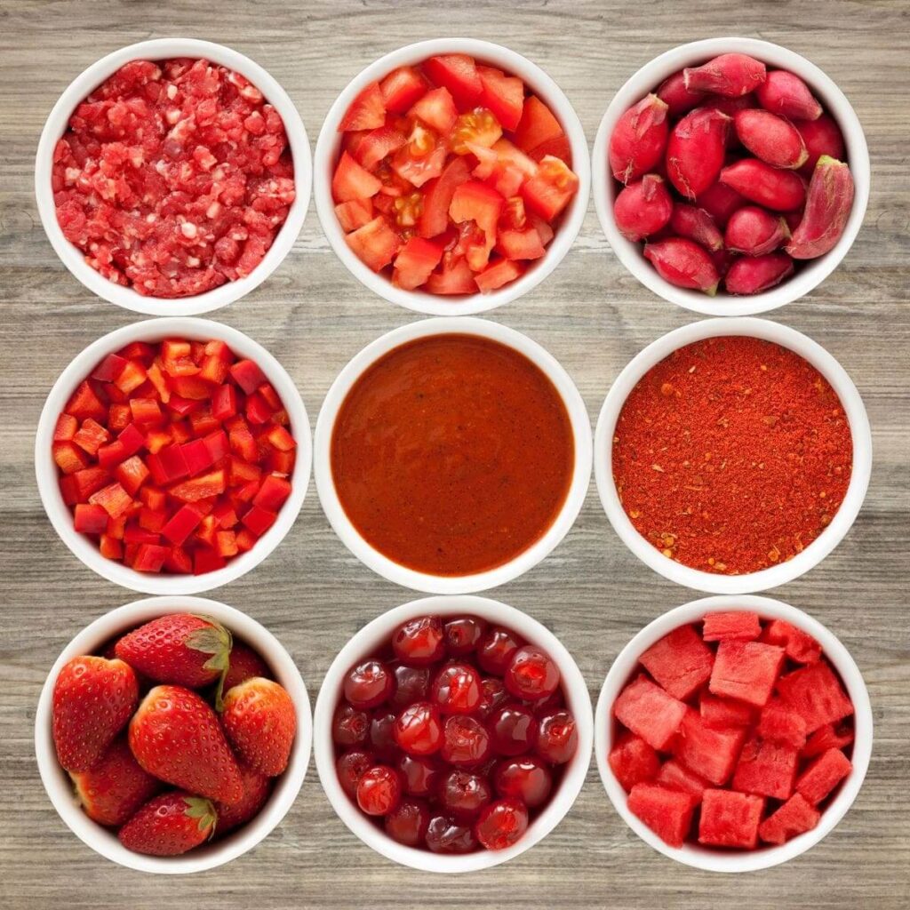 small bowls of red food