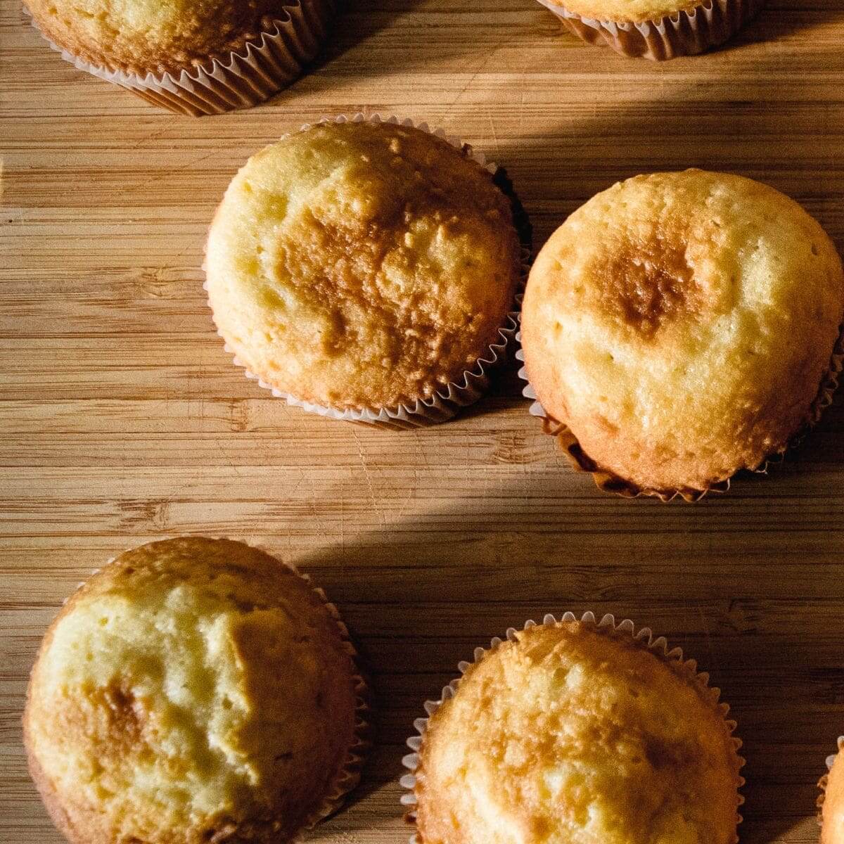 butter rum muffins on cutting board