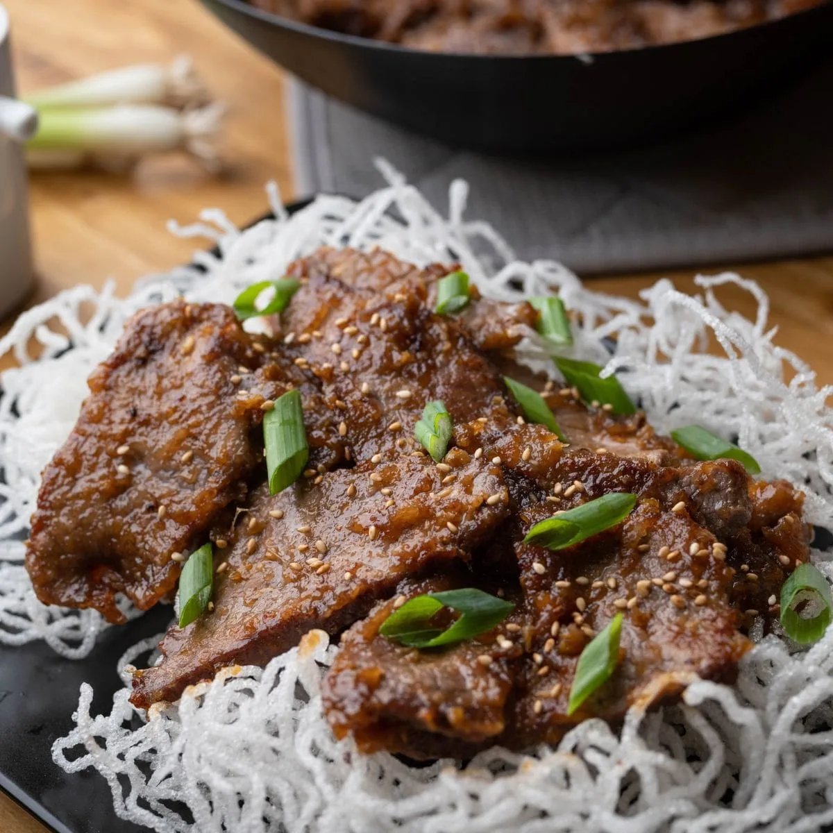 Mongolian beef made with shaved beef