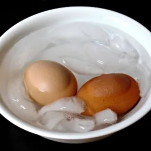 two eggs in ice water