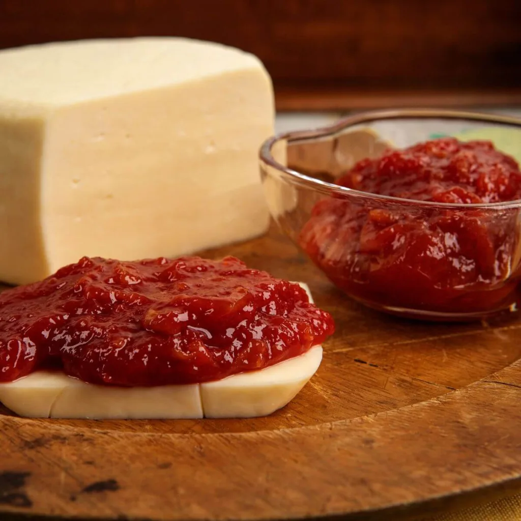guava jam on slice of cheese