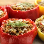 close up of stuffed peppers