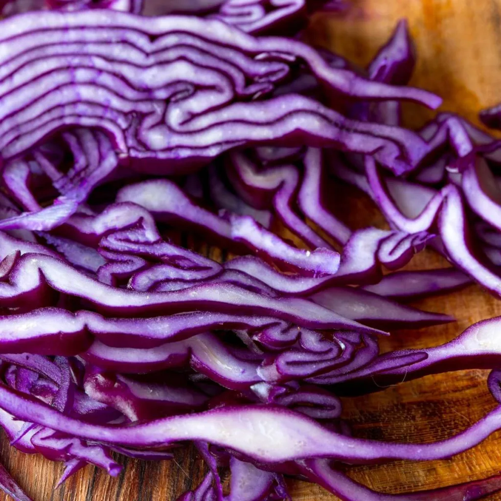 sliced purple cabbage - food that starts with letter p