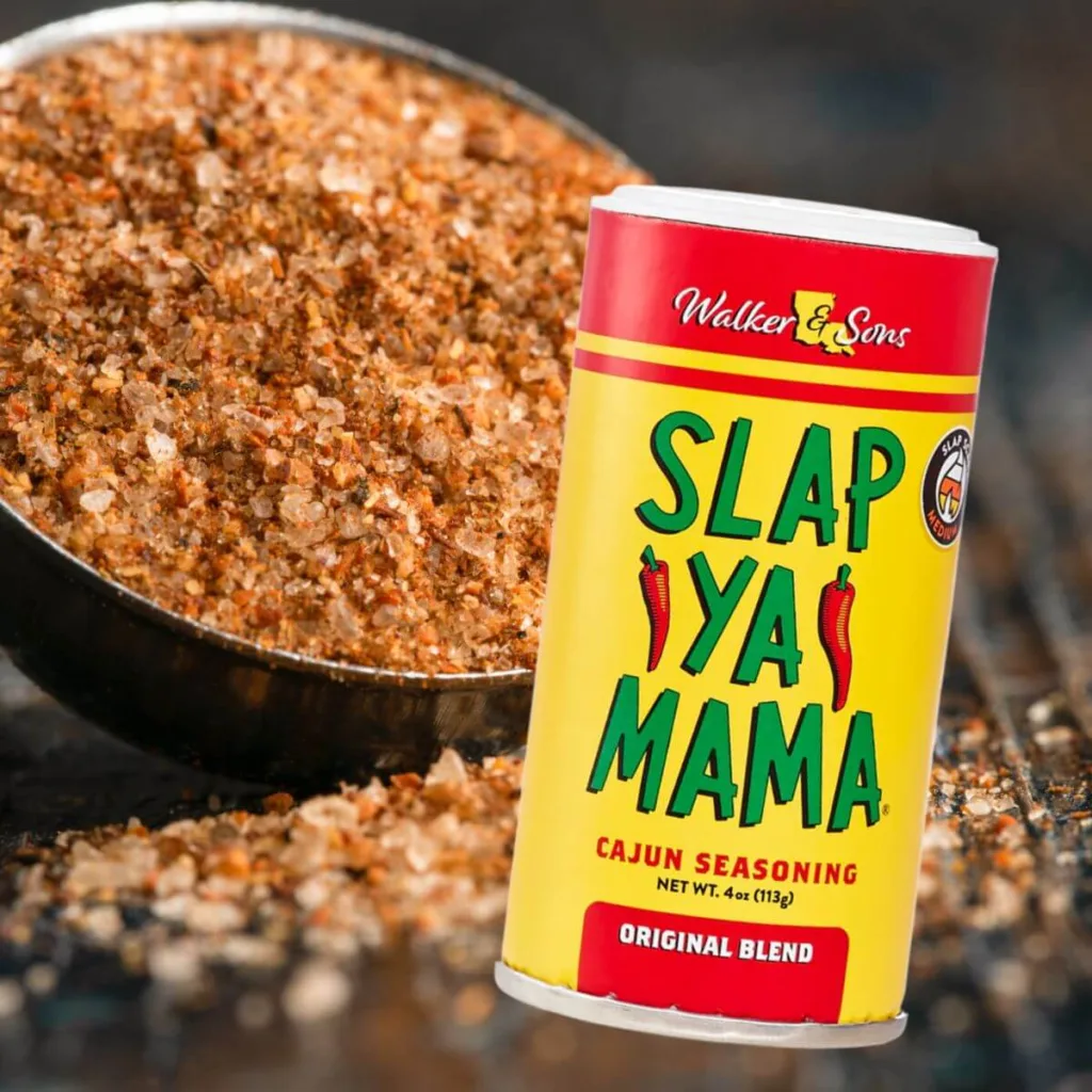 image of slap your mama seasoning recipe with bottle in foreground